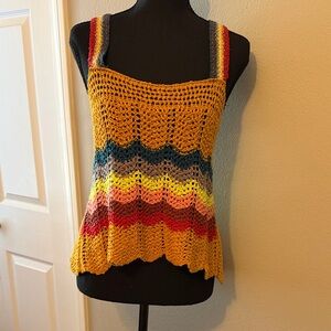 Free People Colorful Crochet Tank Top